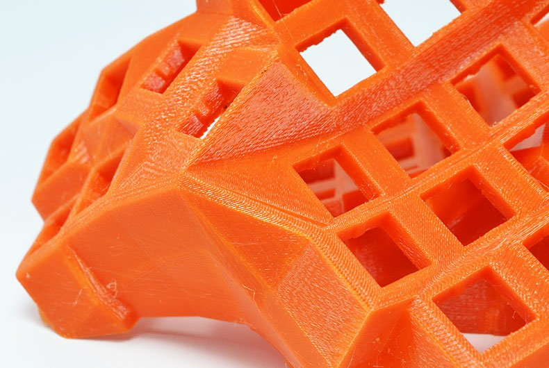 fdm fast 3d prints orange, honeycomb 3D printed parts